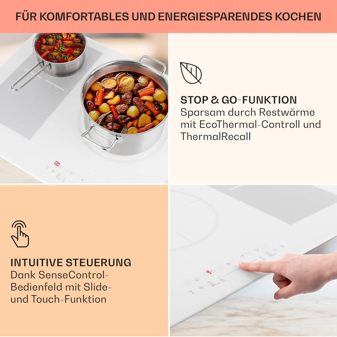 Klarstein Induktionskochfeld, Glaskeramik Kochfeld, Induktionskochfeld mit 5 Platten, Einbau-Indukti