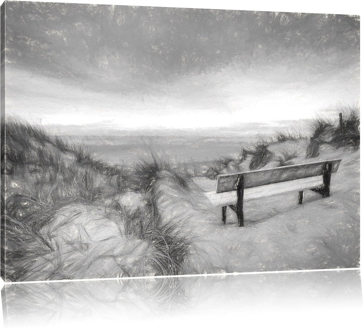 Pixxprint Blick auf das Meer / 100x70cm Leinwandbild bespannt auf Holzrahmen/Wandbild Kunstdruck Dek