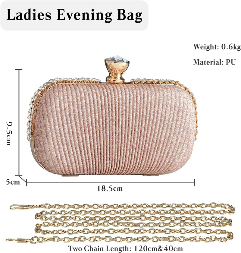 CORIOS Clutch Tasche Damen Strass Abendtasche Klein Tasche Elegante Schultertasche Shiny Diamant Han