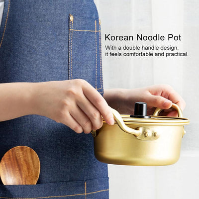 Koreanischer Nudeltopf - Goldener Nudeltopf, koreanischer Ramen-Nudeltopf, Aluminium-Suppentopf mit