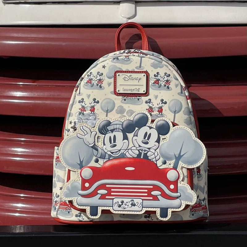 Loungefly Disney Mickey & Minnie Springtime Car Ride Mini Rucksack Exklusiv, Sepia, Mini, Mini Rucks