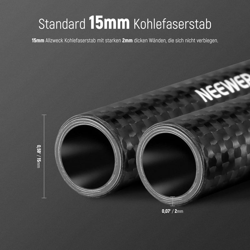 NEEWER 15mm Kohlefaser Verlängerungsstangen 15,7"/40cm Kompatibel mit SmallRig Kompatibel mit Tilta