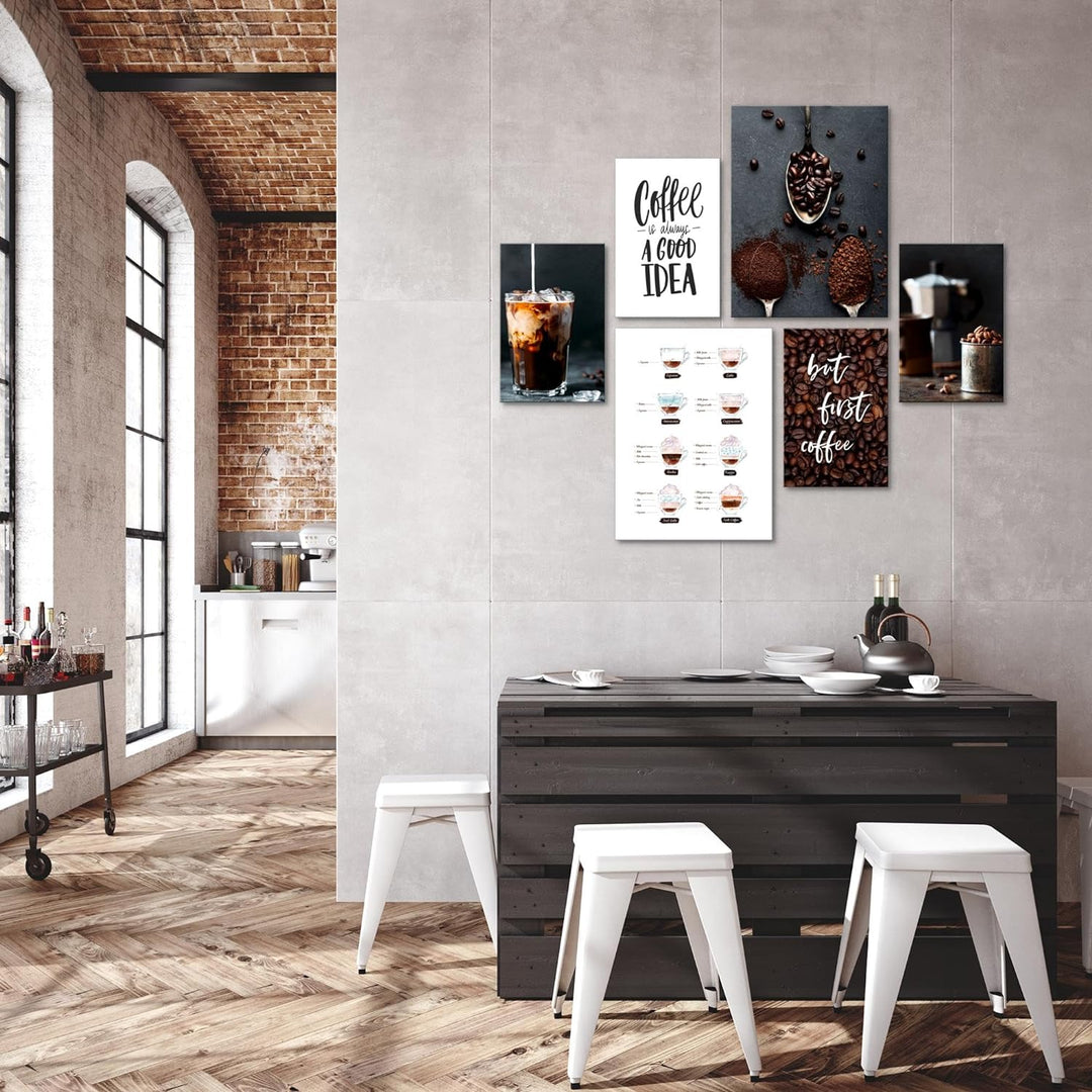 Novart Bilder Set - AUFHÄNGFERTIG - KEIN EXTRA RAHMEN BENÖTIGT - Kaffee Coffee Modern Küche - Esszim
