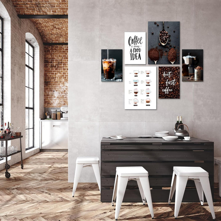 Novart Bilder Set - AUFHÄNGFERTIG - KEIN EXTRA RAHMEN BENÖTIGT - Kaffee Coffee Modern Küche - Esszim