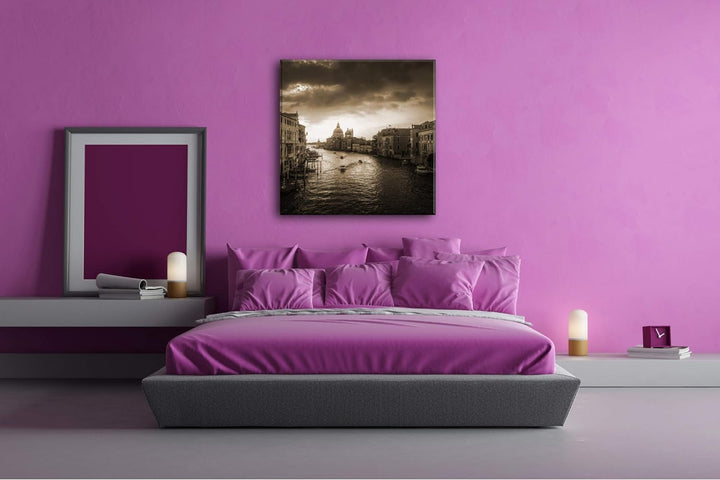 deyoli Flusslauf in Venedig Format: 70x70 Effekt: Sepia als Leinwandbild, Motiv fertig gerahmt auf E