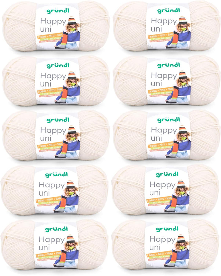 Gründl Happy uni (Strick- und Häkelgarn mit wollartigem Charakter aus 100 % Polyacryl, Anti-Pilling,