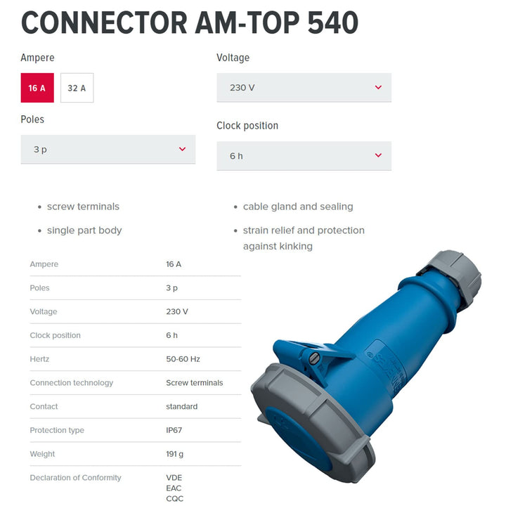 CEE-KUPPLUNG 16A3P 6H230V MENNEKES 540