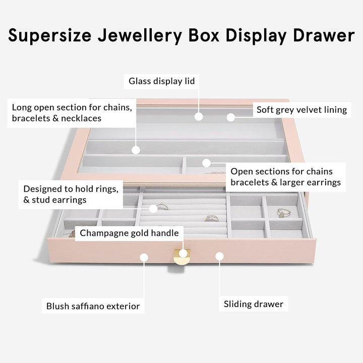 Stackers Blush Supersize Jewellery Box - Set of 3 (with Drawers) Blush Pink, Blush Pink