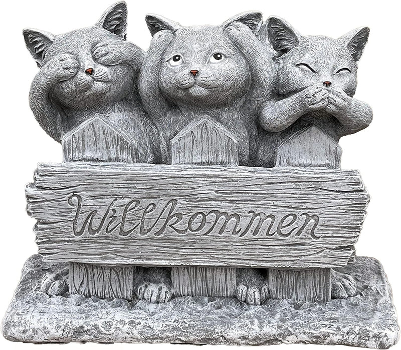 Stone and Style Steinfigur 3 Katzen Willkommen frostfest Gartenfigur ca. 8,1 kg