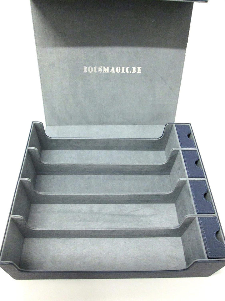 docsmagic.de Premium 4-Row Trading Card Storage Box Blue + Trays & Divider - MTG PKM YGO - Aufbewahr
