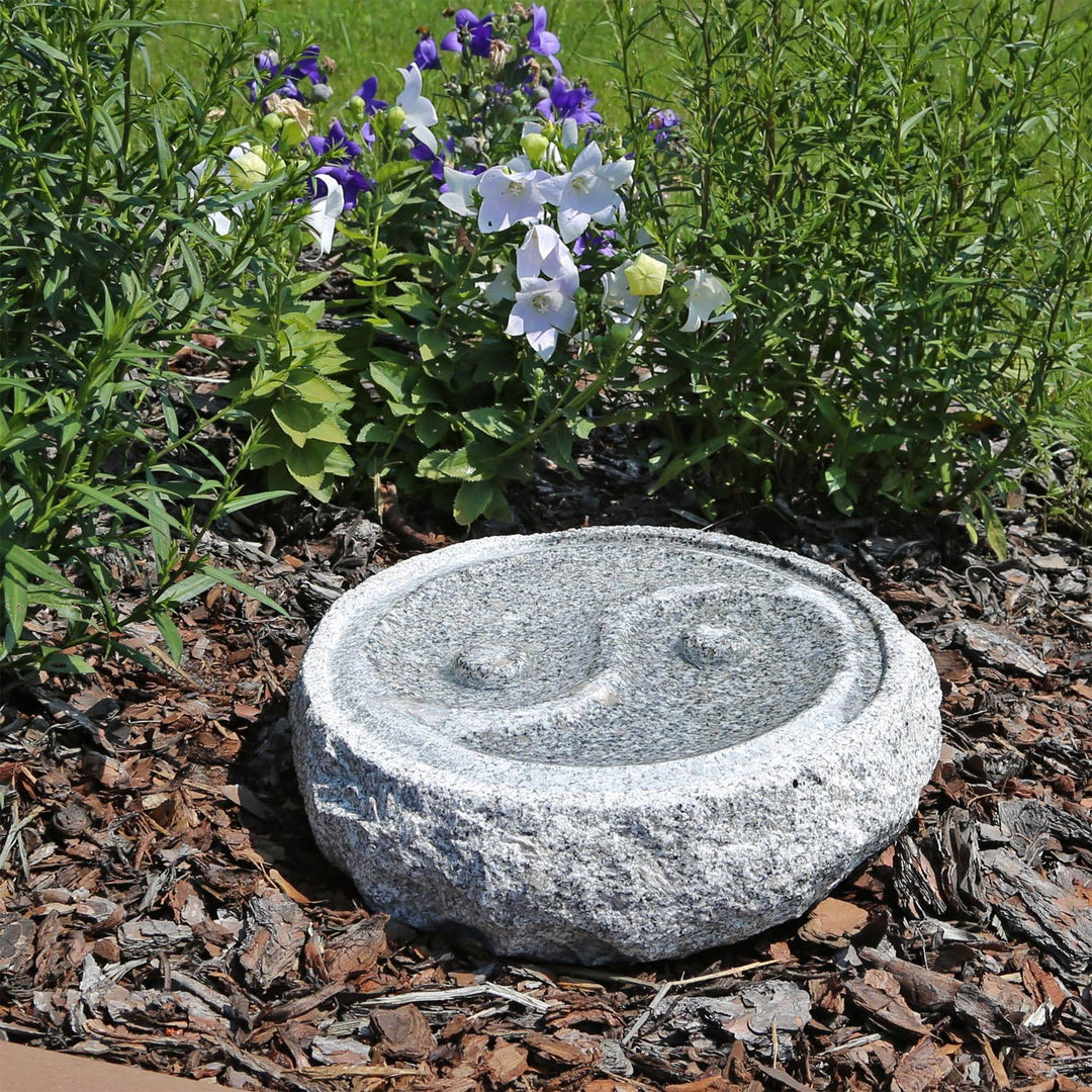 CLGarden Granit Vogeltränke M2 Vogelbad im Yin & Yang Design