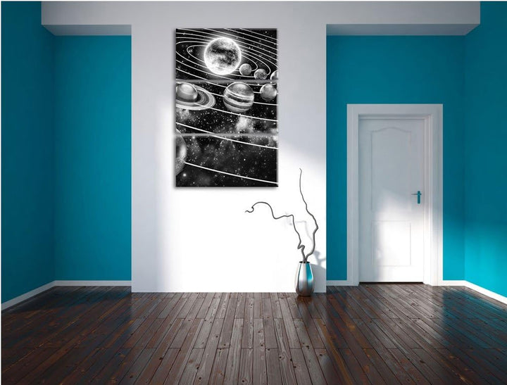Pixxprint Sonnensystem mit unseren Planeten als Leinwandbild/Grösse: 3 Teilig (120x80 cm) cm/Wandbil