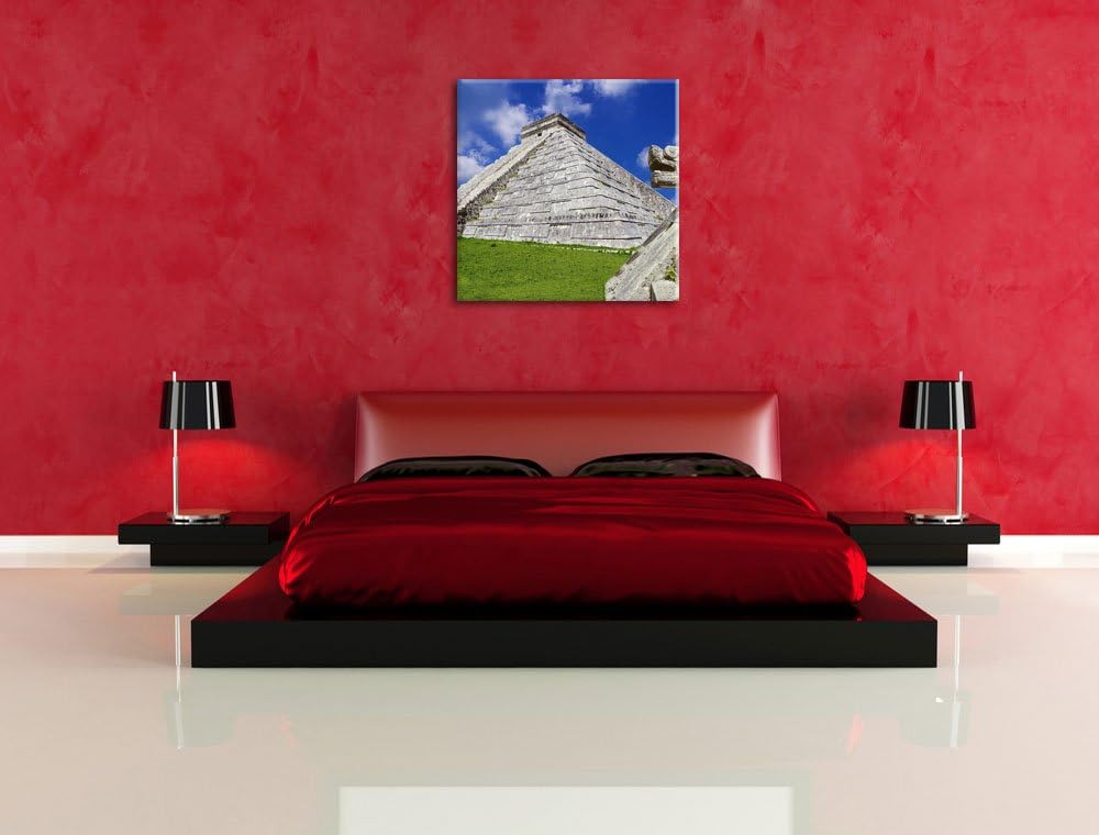 Pixxprint Schöner Maya Tempel in Mexiko, Format: 70x70 auf Leinwand, 70x70