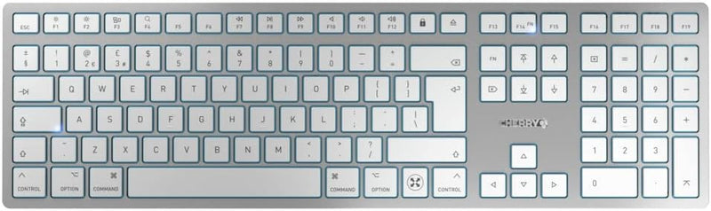 CHERRY KW 9100 Slim for MAC, kabellose Tastatur, Mac-Layout, Britisches Layout (QWERTY), wahlweise B