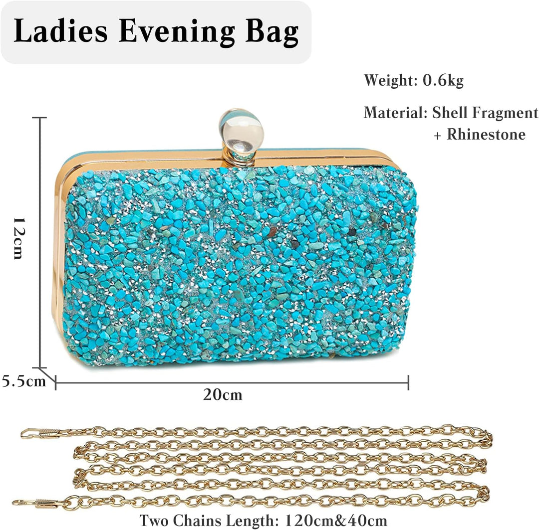 CORIOS Damen Abendtasch Strass Clutch Tasche Formale Handtasche Elegante Schultertasche Klein Tasche