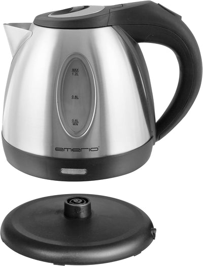 Emerio Wasserkocher Edelstahl, 1.2 Liter, 1500 Watt, 360° Basis kabelgebunden -> Wasserkocher kabell