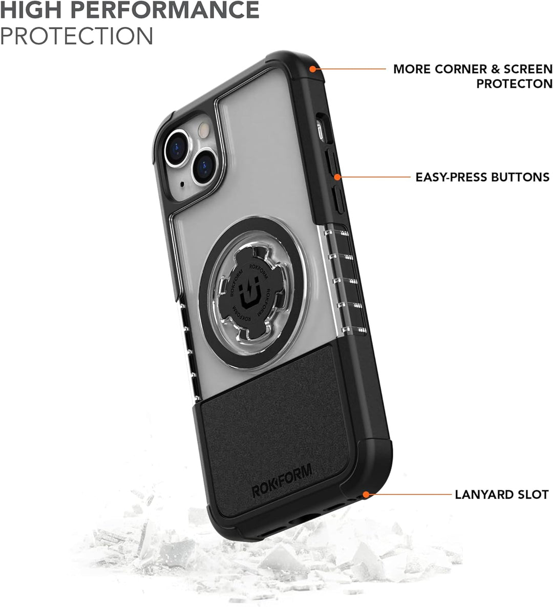 Rokform - iPhone 14 Plus Hülle, Crystal Series, magnetisch + MagSafe kompatibel, klare Apple Hülle,