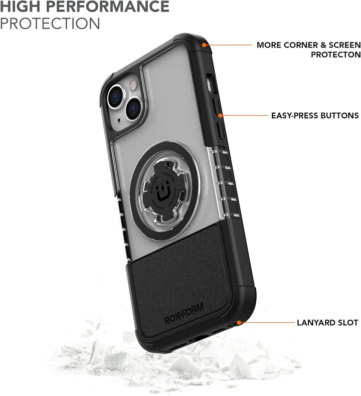 Rokform - iPhone 14 Plus Hülle, Crystal Series, magnetisch + MagSafe kompatibel, klare Apple Hülle,