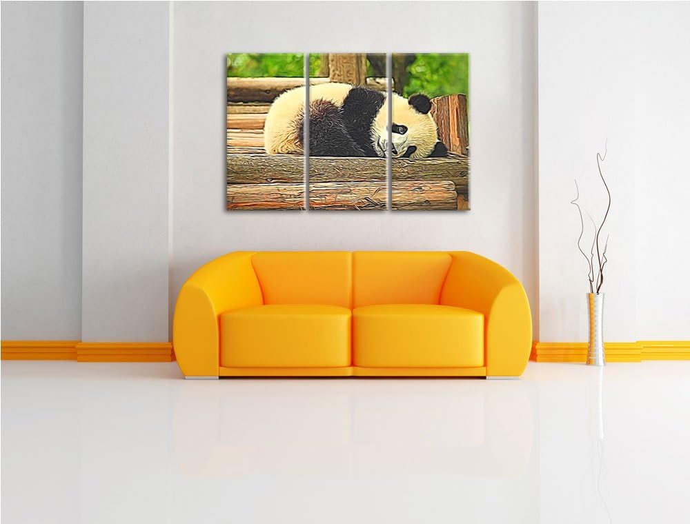 süsser kleiner Pandabär NewArt 3-Teiler Leinwandbild 120x80 Bild auf Leinwand, XXL riesige Bilder fe