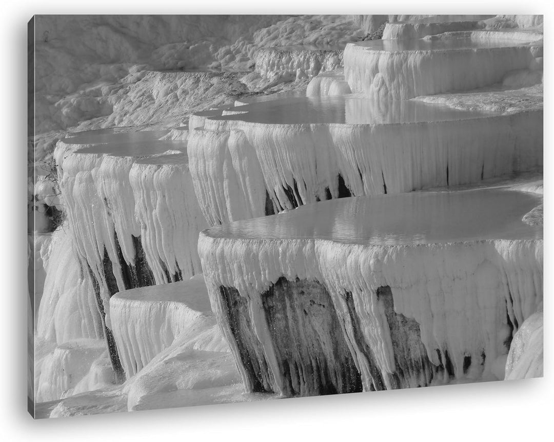deyoli Kalksinterterrassen in Pamukkale Effekt: Schwarz/Weiss im Format: 100x70 als Leinwandbild, Mo