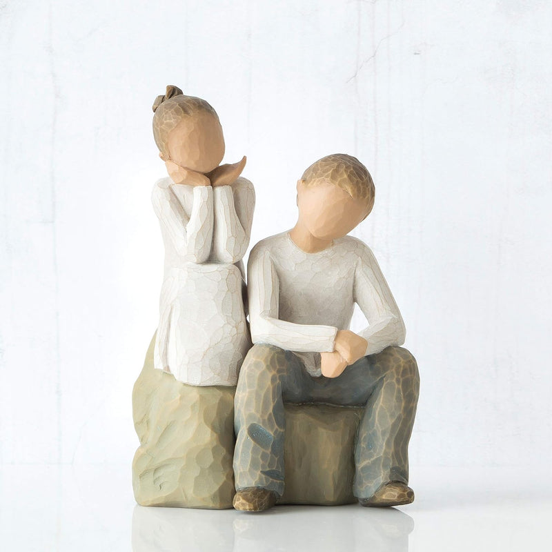Enesco Willow Tree 26187 Figur Bruder und Schwester, 7,6 x 3,8 x 14 cm, Natur, Bruder und Schwester