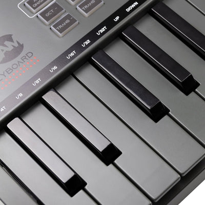 RockJam Go 25 Key USB & Bluetooth MIDI Keyboard Controller With 8 Backlit Drum Pads, 8 Knobs 25 Tast
