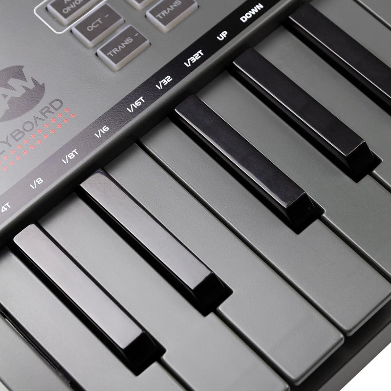 RockJam Go 25 Key USB & Bluetooth MIDI Keyboard Controller With 8 Backlit Drum Pads, 8 Knobs 25 Tast