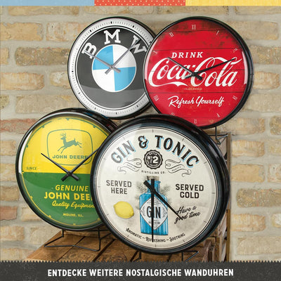 Nostalgic-Art Retro Wanduhr, Ø 31 cm, John Deere – Model Chart – Geschenk-Idee für Traktor-Fans, Gro