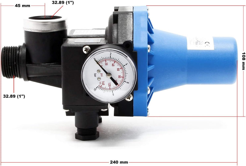 Druckschalter mit Kabel SKD-3 230V 1-phasig Pumpensteuerung Druckwächter für Hauswasserwerk Brunnen