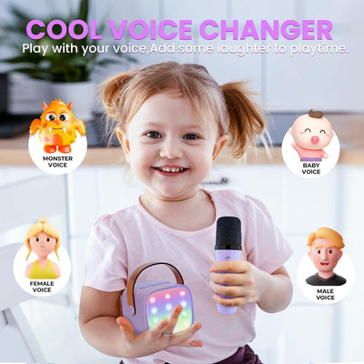 Wowstar Karaoke Maschine mit 2 Drahtlosen Mikrofonen, Tragbares Bluetooth Karaoke Maschine für Kinde