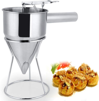 Pancake Batter Dispenser aus Edelstahl, Trichterspender mit Ständer für Takoyaki und Backen