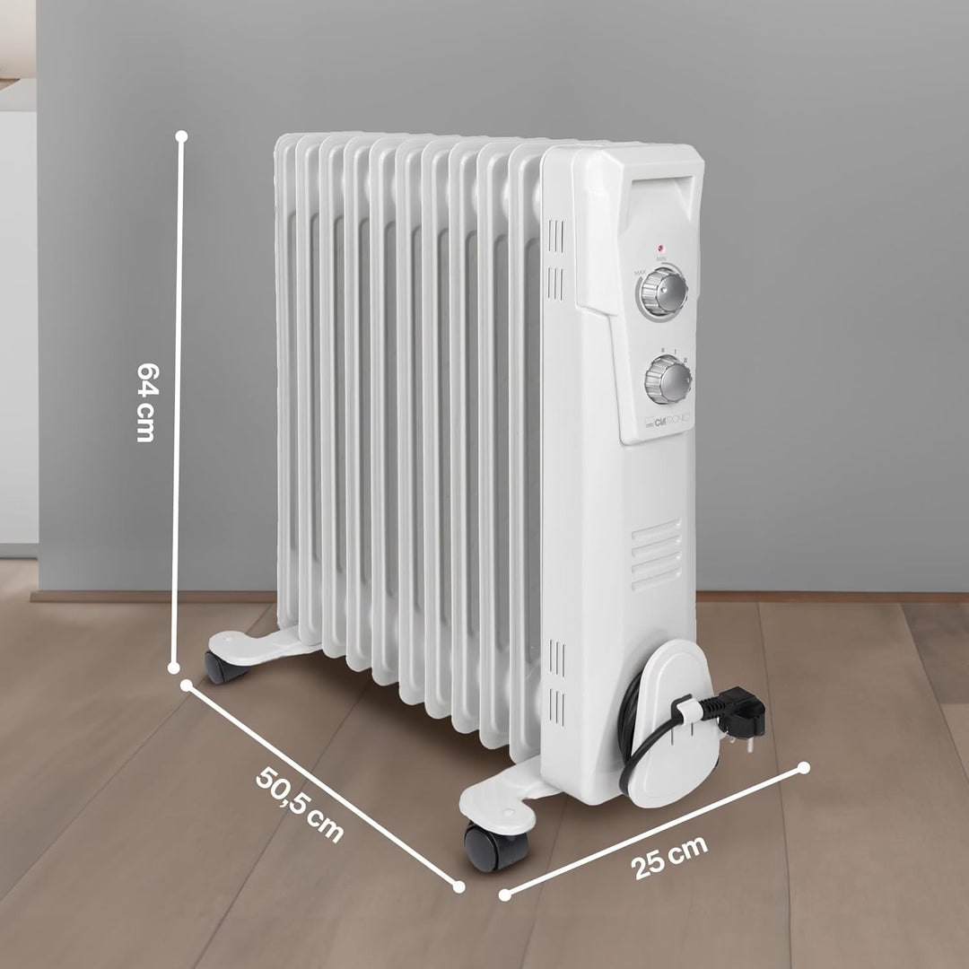 Clatronic® Ölradiator | Effiziente mobile Heizung | elektrische Heizung mit 11 Rippen | Radiator mit