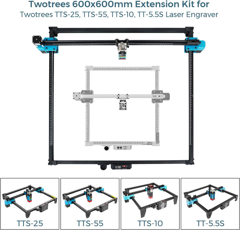 Twotrees Lasergravierer Y-Achsen-Erweiterungskit, Schnellmontage-Lasergravierer-Schnitzbereich-Erwei