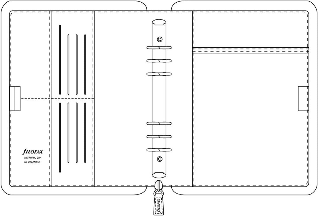 Filofax Metropol Personal Organiser (DIN A5, mit Reissverschluss), schwarz Single, Single