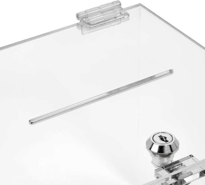 Losbox/Aktionsbox 200x200x200mm mit Schloss, aus transparentem Acrylglas/Spendenbox/Einwurfbox/Gewin