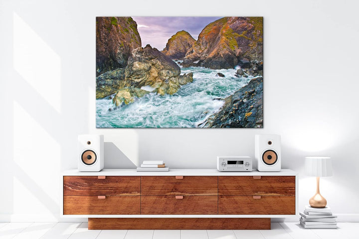 deyoli Felsige Küste von Cornwall Format: 80x60 als Leinwandbild, Motiv fertig gerahmt auf Echtholzr