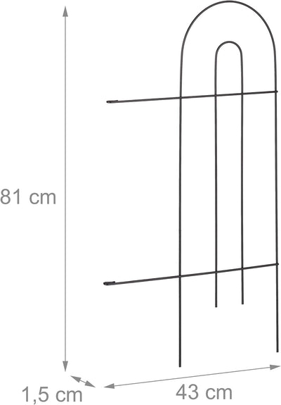 Relaxdays Beetzaun Metall, H x B je 81 x 43 cm, Garten Beeteinfassung zum Stecken, 6 schlichte Zaune