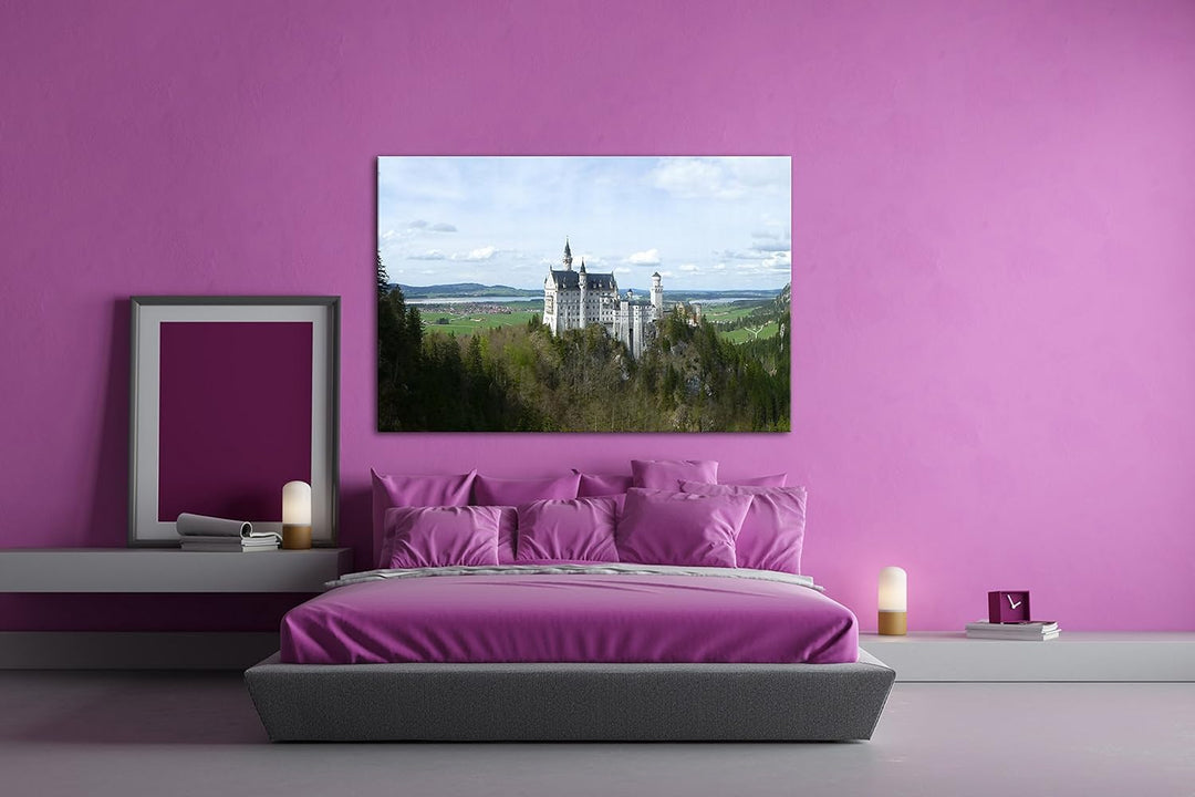 deyoli Burg Neuschwanstein Format: 80x60 als Leinwandbild, Motiv fertig gerahmt auf Echtholzrahmen,