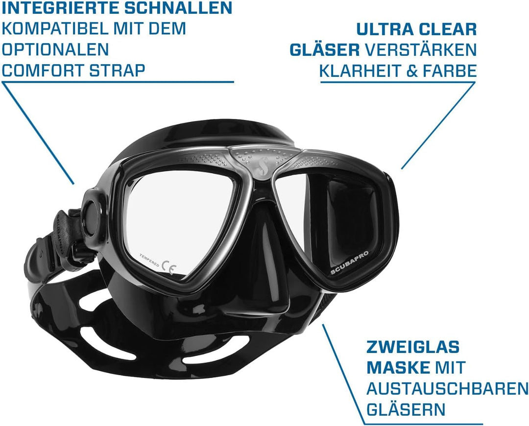 SCUBAPRO Zoom EVO Tauchmaske schwarz/silber, schwarz/silber