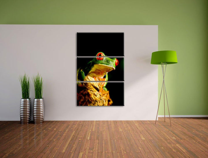 Dark Eulen Kauz Orange Augen Spezial 3-Teiler Leinwandbild 120x80 Bild auf Leinwand, XXL riesige Bil