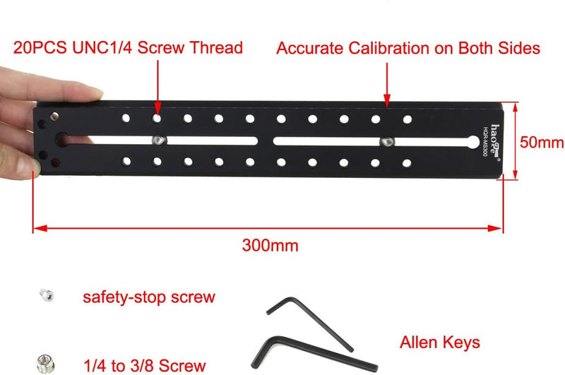 Haoge HQR-MS300 300mm Rapid Connect Schiebeplatte QR Schnellwechselplatte für Benro S2 S4 S6 S7 S8 B