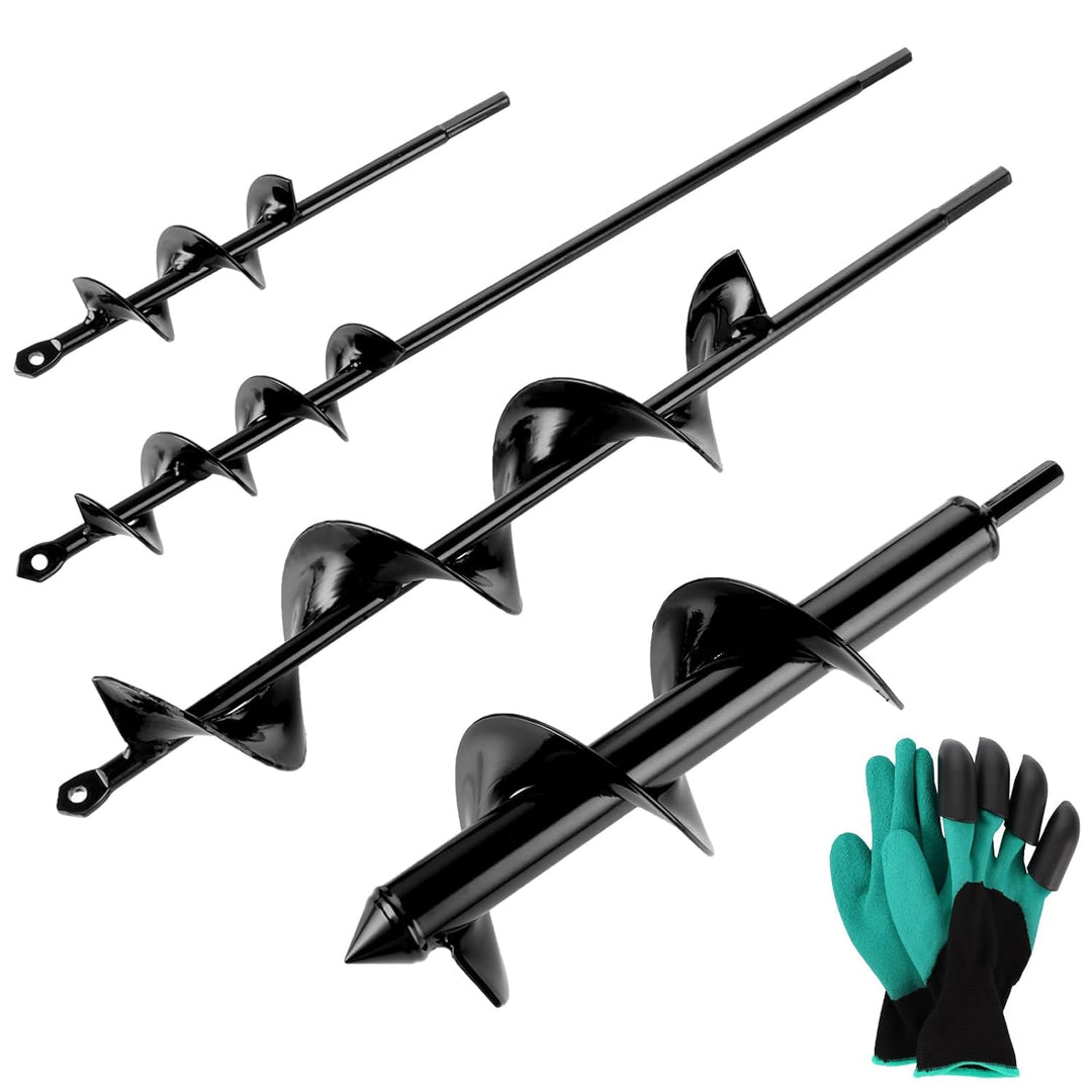 FWEEK 4 Stück Gartenbohrer Erdbohrer für Bohrmaschine, Schwarzer Schnecken Spiralbohrer, Pflanzbohre