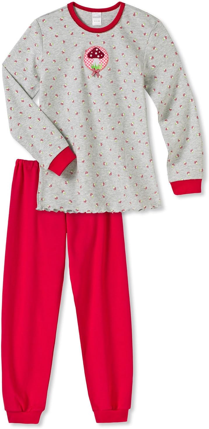 Schiesser Mädchen langer Schlafanzug Lang - 135921, Grösse Kinder:104;Farbe:grau-melange