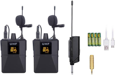 E-Lektron U-2B universal doppel Lavalier Funk-Mikrofon System Set UHF mit Mini Ansteck-Empfänger