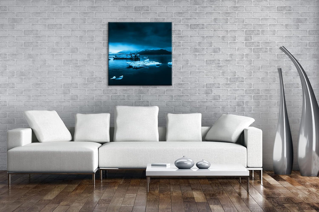 deyoli düstere Eislandschaft Format: 60x60 Effekt: Monocrome Blau als Leinwand, Motiv fertig gerahmt