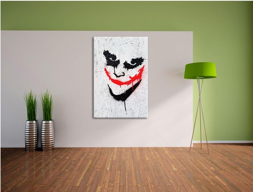 Pixxprint Joker Format: 100x70 auf Leinwand, XXL riesige Bilder fertig gerahmt mit Keilrahmen, Kunst