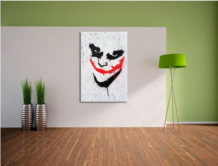 Pixxprint Joker Format: 100x70 auf Leinwand, XXL riesige Bilder fertig gerahmt mit Keilrahmen, Kunst