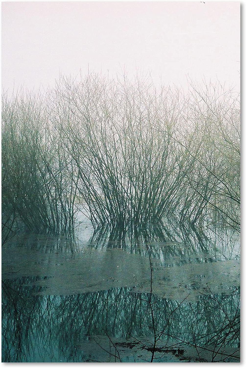 Feeby Bild Wiese Nebel Landschaft XXL 80x120 cm 1Teilig Modern Vlies Bilder Wandbilder Leinwandbilde