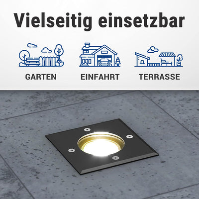 lambado® LED Bodenstrahler für Aussen in Schwarz - Wasserdicht & Befahrbar inkl. 5W GU10 Strahler ne