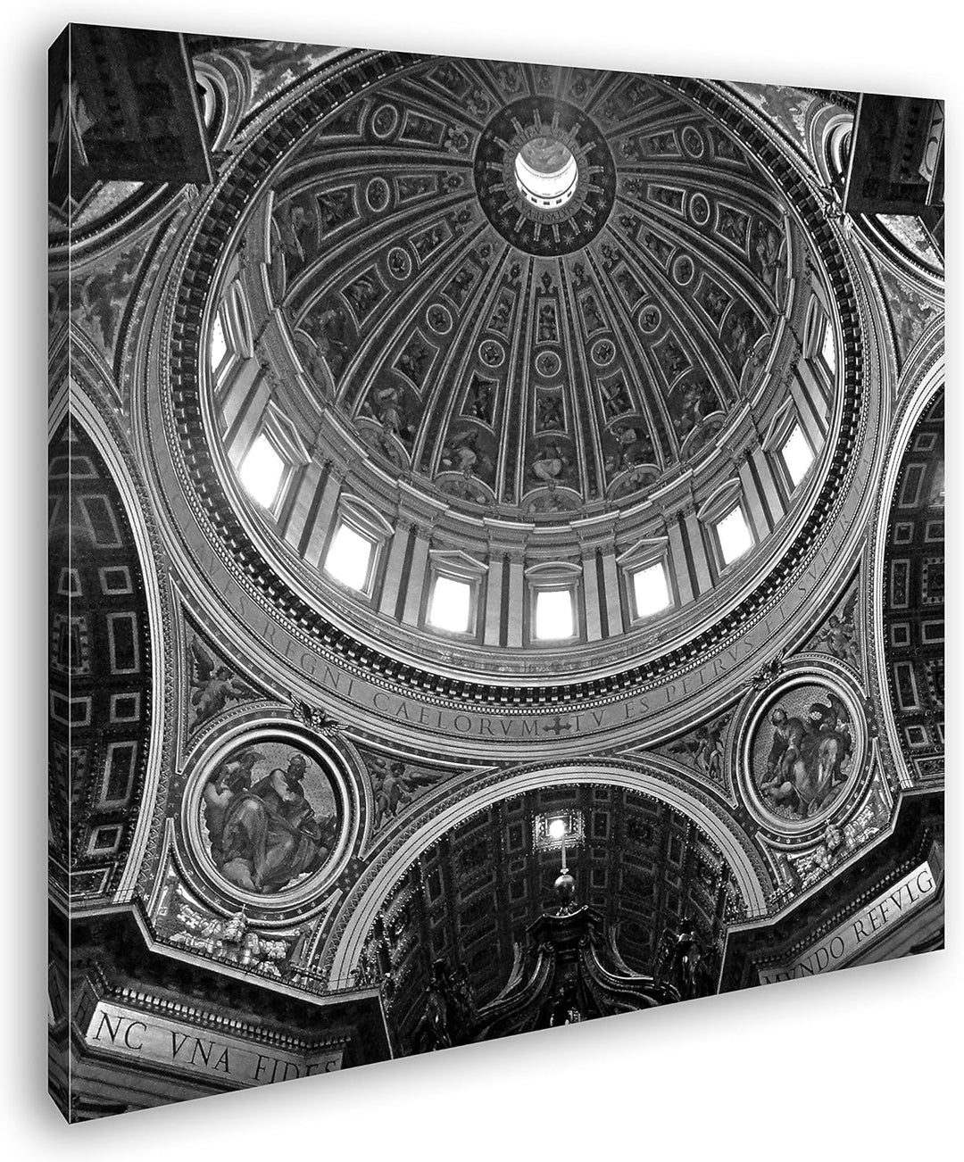 Kuppel der Basilika im Vatikan Format: 60x60 Effekt: Schwarz&Weiss als Leinwandbild, Motiv auf Echth